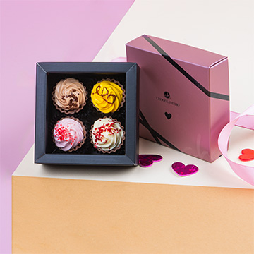 4er-Set Pralinen in Form amerikanischer Cupcakes zum Valentinstag