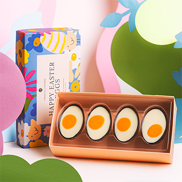 4 Schokoladen-Ostereierh&auml;lften aus belgischer Schokolade zu Ostern