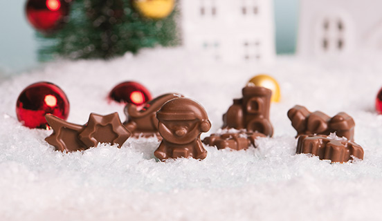 Figuren aus belgischer Milchschokolade im Adventskalender
