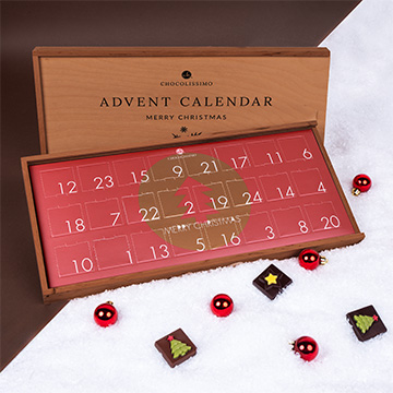 Neapolitaner, verborgen in einem Premium-Adventskalender in einer edlen Holzbox