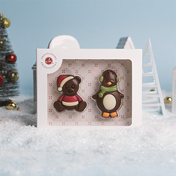 Bärchen und Pinguin aus Schokolade