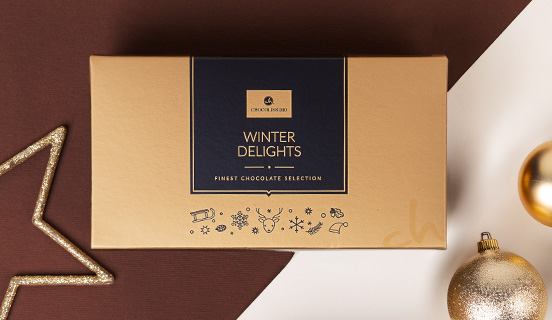 Dekorative Verpackung für Weihnachtspralinen