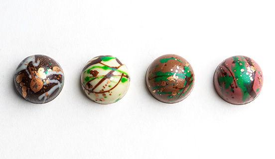 Dubai-Pralinen in 4 Schokoladensorten