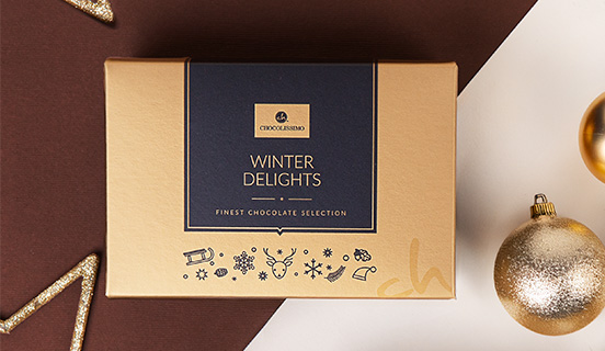 Dekorative Verpackung für Weihnachtspralinen