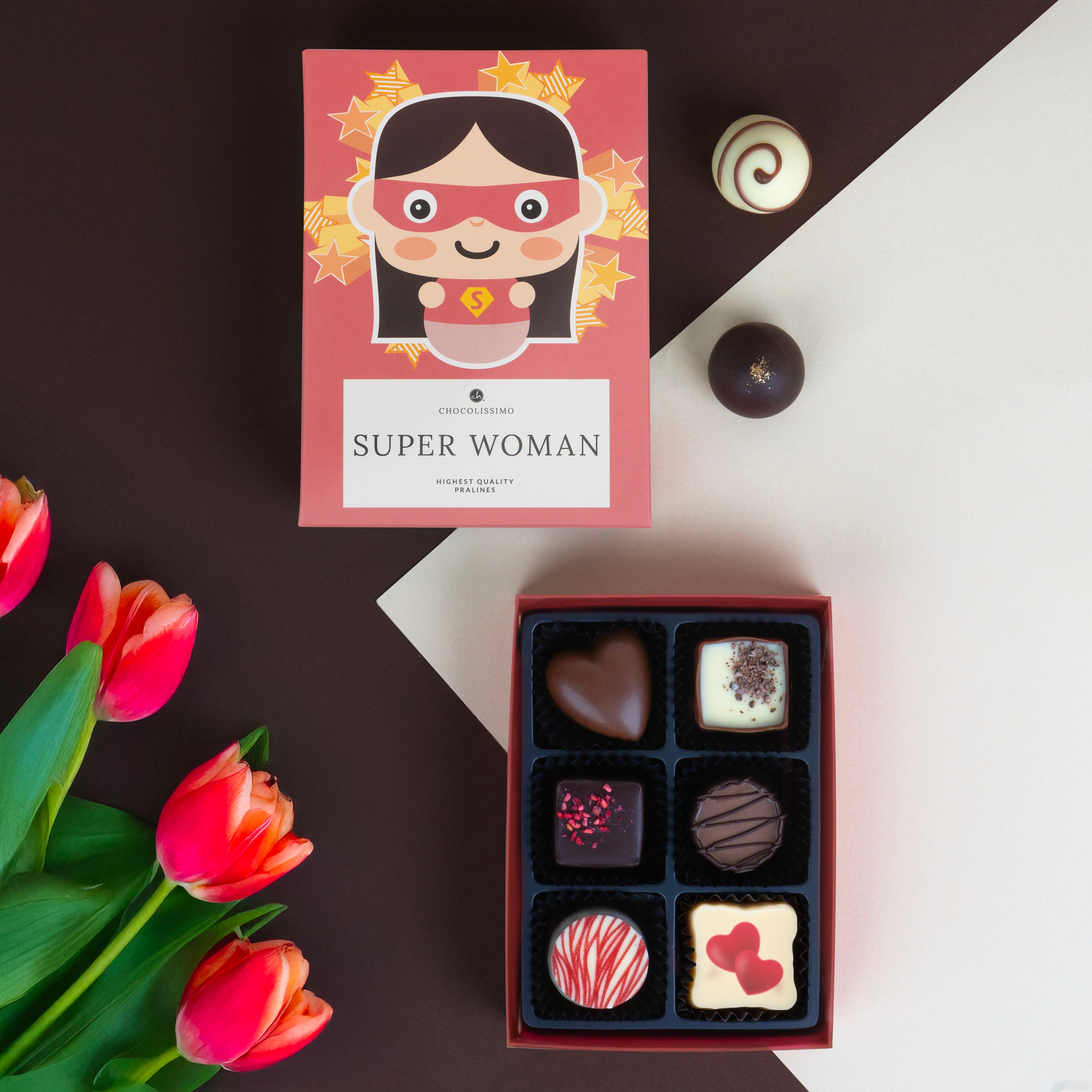 Schokoladenpralinen für Super-Frauen