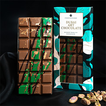 Pistazienfüllung in Dubai Vollmilchschokolade