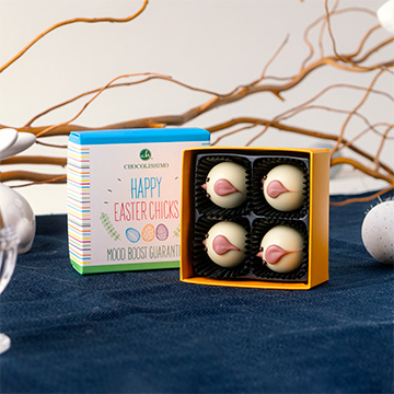 dekorative Osterpralinen mit Pfifferlingsmotiv für ein Geschenk