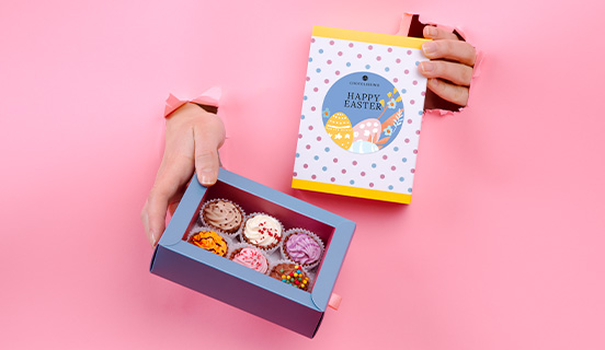 Osterverpackung f&uuml;r Pralinen in Form amerikanischer Cupcakes