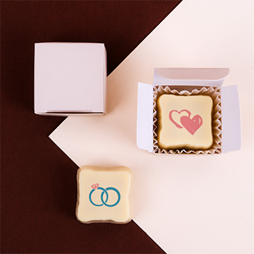 Praline mit essbarem Aufdruck