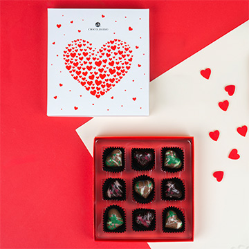 Ein Set Liebespralinen zum Valentinstag