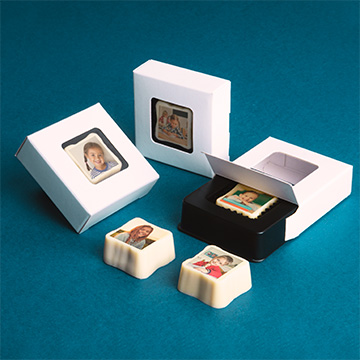 ausgew&auml;hltes Foto auf einer Schokoladenpraline