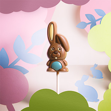 Blauer Schokoladenhase zu Ostern