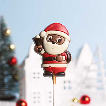 Lutscher in Weihnachtsmannform aus Schokolade