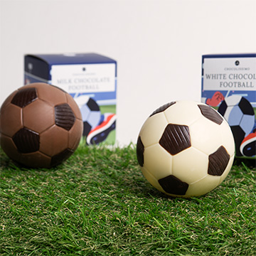 Fu&szlig;b&auml;lle aus belgischer Schokolade als Geschenk