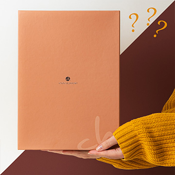 Eine Schokoladen-Überraschungsbox für den Winter, in der Hand gehalten