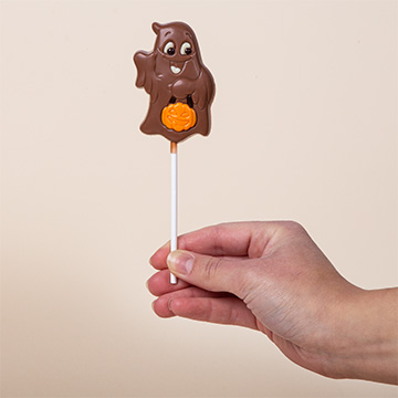 Belgischer Halloween-Lutscher aus Milchschokolade