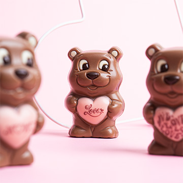 Schokoladen-B&auml;r mit Botschaft zu Valentinstag