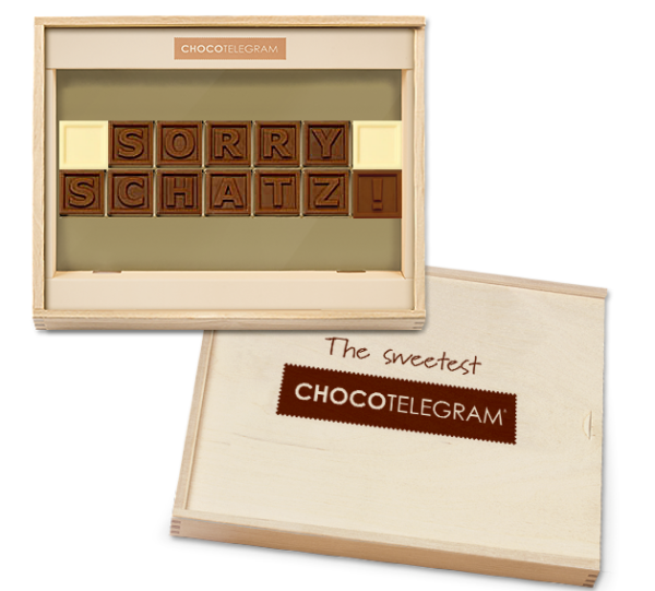 Schokoladentelegramm Entschuldigung - Sorry Schatz ChocoTelegram für Partner | Chocolissimo