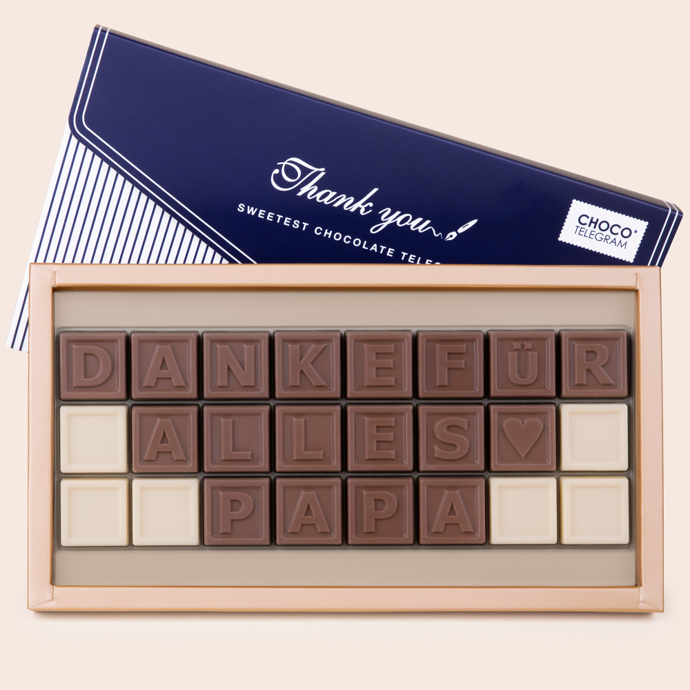 Schokoladentelegramm Vatertag - Danke für alles Papa ChocoTelegram Dankeschön | Chocolissimo
