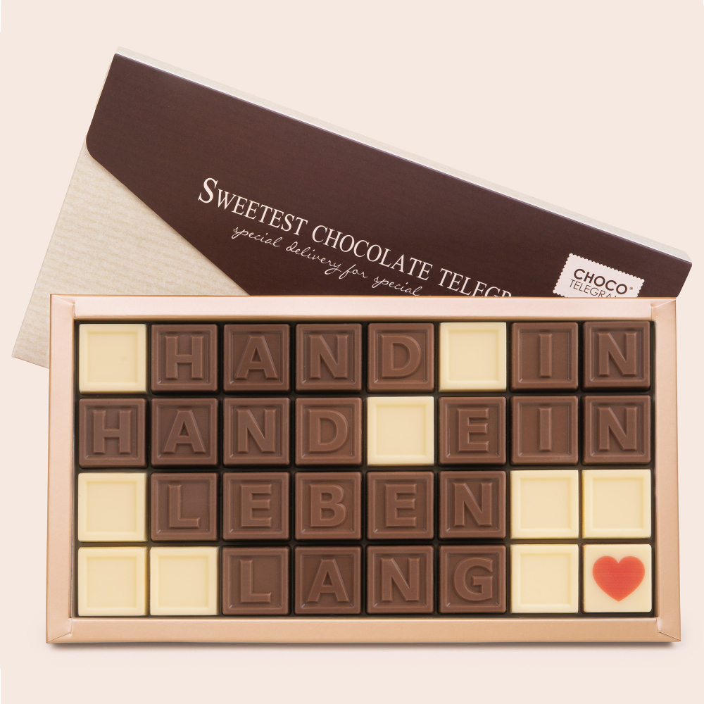 Schokoladentelegramm Hochzeit - Hand in Hand ein Leben lang ChocoTelegram | Chocolissimo
