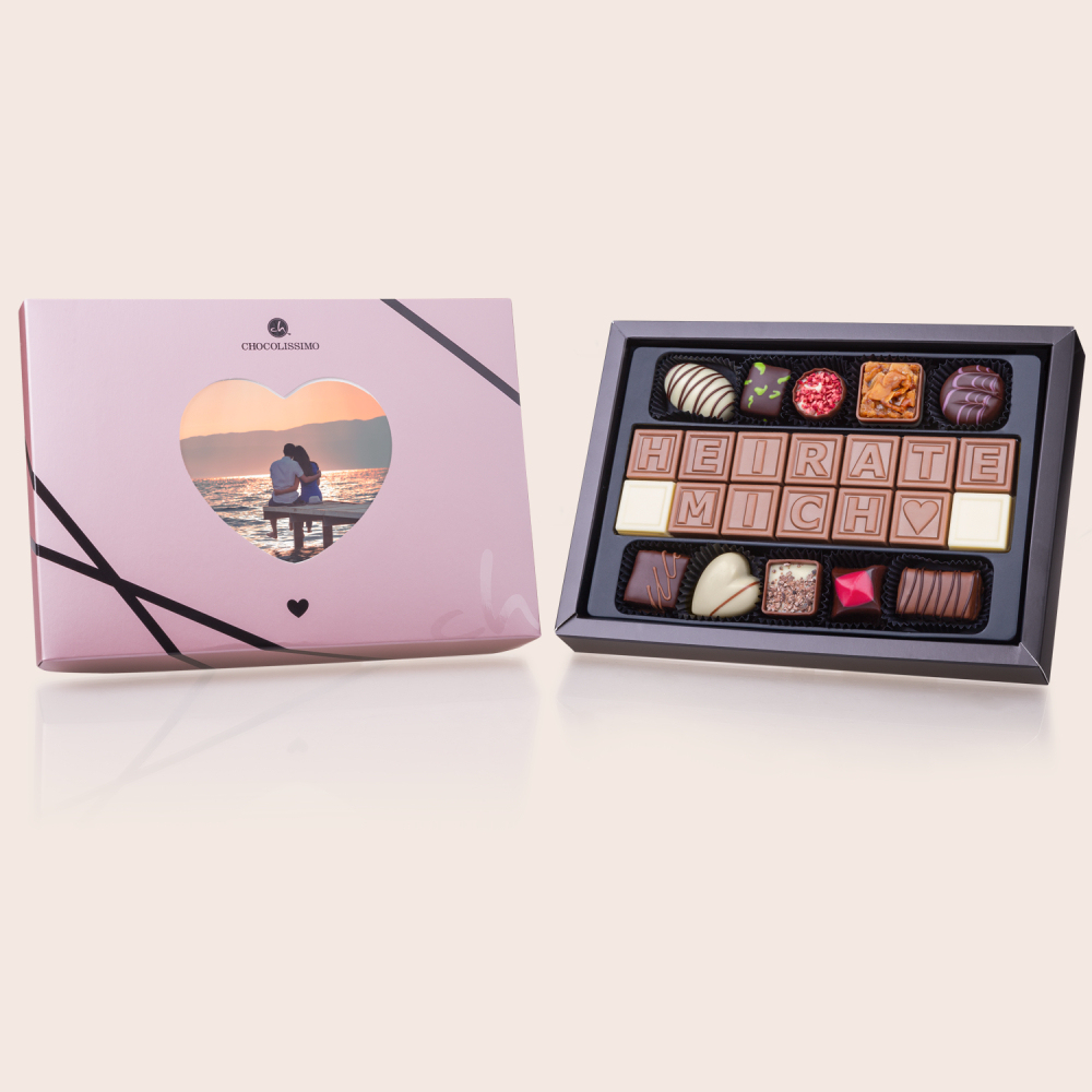 Pralinen Heiratsantrag - Heirate mich mit 10 Pralinen romantisches Geschenk | Chocolissimo