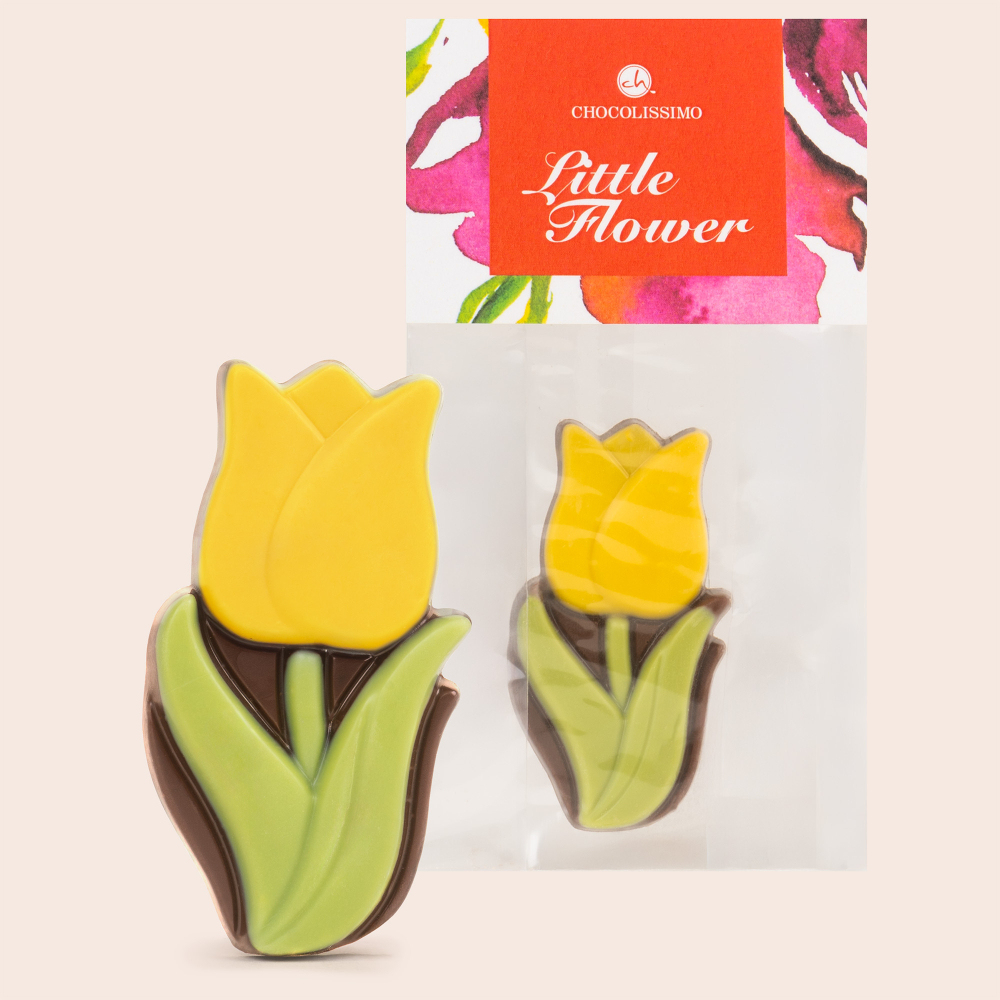 Schokoladenblume Tulpe zum Geburtstag - kleine Schoko-Tulpe einzeln - Geschenk Frau | Chocolissimo