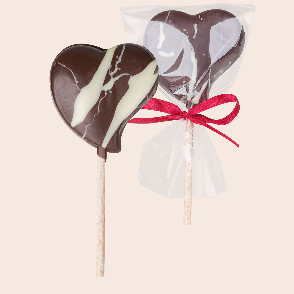 Lollipop Herz Zartbitter - Zartbitterherz Herzlolli aus Zartbitterschokolade | Chocolissimo