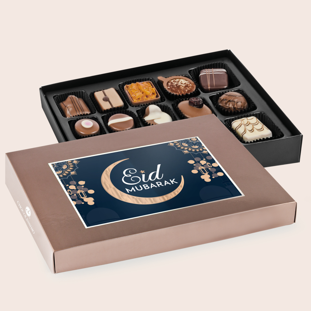 Pralinen Ramadan mit Foto - Postcard Midi ohne Alkohol Eid Mubarak 15 Stück | Chocolissimo