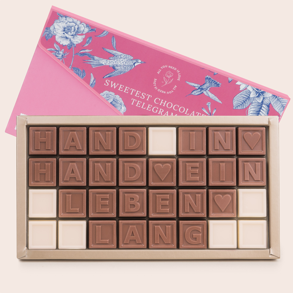 Schokoladentelegramm - Hand in Hand ein Leben lang ChocoTelegram | Chocolissimo