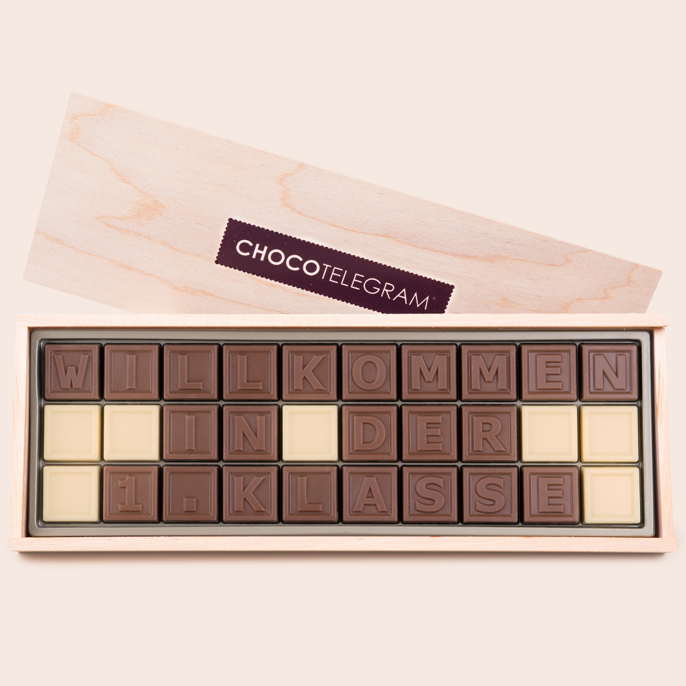 Schokoladentelegramm Schulanfang - Willkommen in der 1. Klasse ChocoTelegram | Chocolissimo