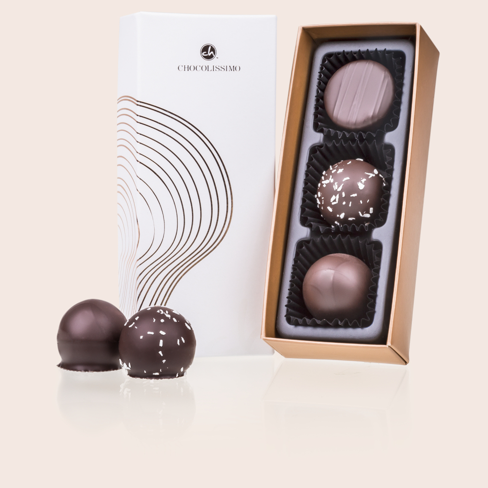 Weihnachtspralinen Geschäftsgeschenk - Xmas Choco Three 3 Pralinen B2B | Chocolissimo