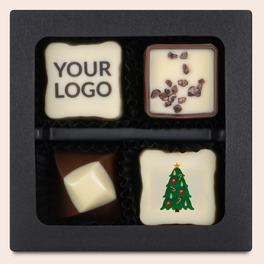 4 weihnachtliche Pralinen + Ihr Logo