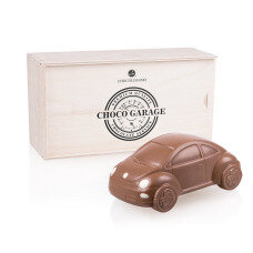 ChocoAuto VW Beetle - Schokoladenauto in Holzkästchen mit Gravur