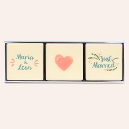 ChocoPrints Trio Mini - 3 personalisierbare Schokosteine als Gastgeschenk