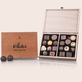 Merry Classic - Holzkästchen mit 20 handgefertigten Pralinen
