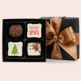 Oxide S XMAS Schwarze Weihnachtspralinen mit Aufdruck