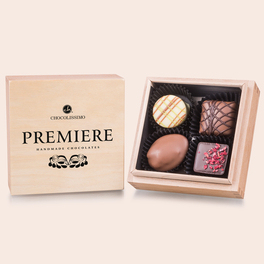 Premiere Mini Quadro - 4 handgefertigte Pralinen mit und ohne Alkohol
