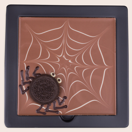 ChocoQuadrat 'Spinnennetz' mit 'Keks-Spinne'