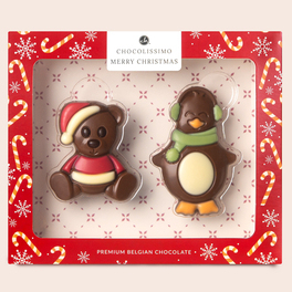 Schokoladenfiguren Bär und Pinguin