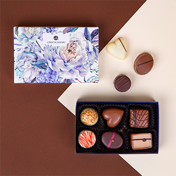 Verpackung der Flower Delights 6 Pralinen