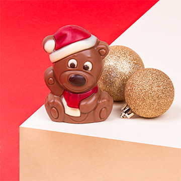 Kleiner Weihnachts-Teddybär aus Schokolade
