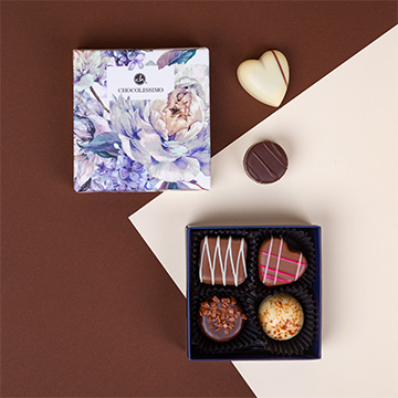 Verpackung der Flower Delights 4 Pralinen