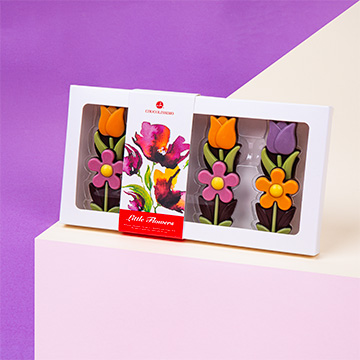 Set von Schokoladenblumen aus Zartbitterschokolade
