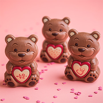 Schokoladen-Teddybär mit Herz