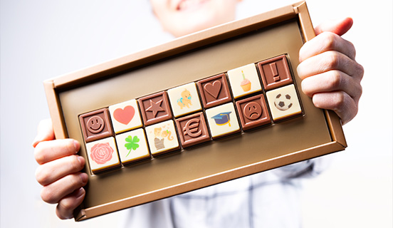 Schokoladenstücke aus dem ChocoTelegram-Editor
