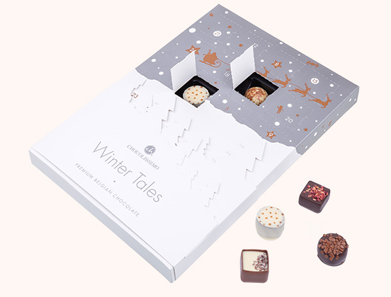 Besondere Eigenschaften des Adventskalenders Winter Tales mit Mini Pralinen