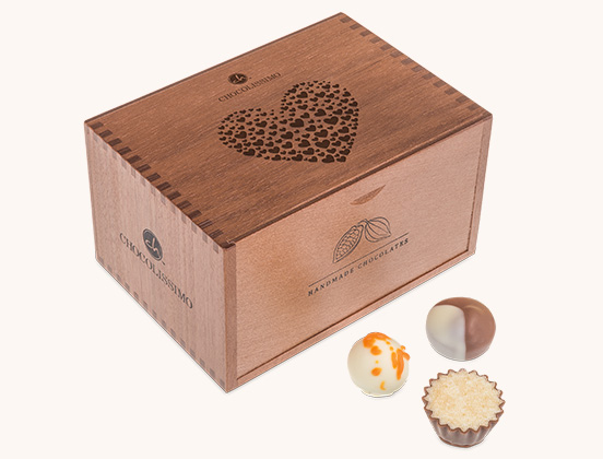 Besonderheiten eines Pralinen-Sets in einer Holzbox zum Valentinstag