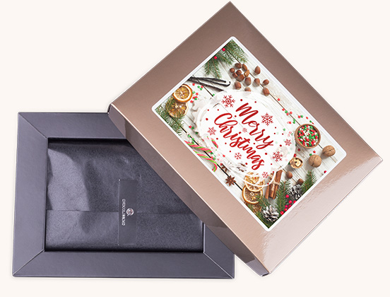 Einzigartige Merkmale des Weihnachtspralinen-Sets mit Ihrem eigenen Foto verpackt