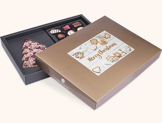 Einzigartige Merkmale des Weihnachtspralinen-Sets mit Ihrem eigenen Foto verpackt