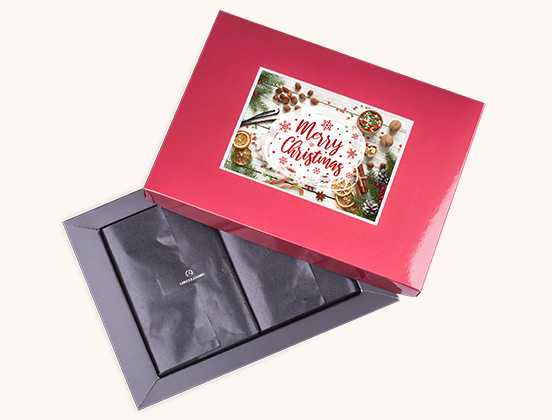 Einzigartige Merkmale des Weihnachtspralinen-Sets mit Ihrem eigenen Foto verpackt